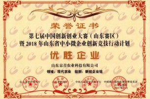 京青科技獲第七屆中國(guó)創(chuàng)新創(chuàng)業(yè)大賽暨山東省中小微企業(yè)創(chuàng)新競(jìng)技行動(dòng)計(jì)劃優(yōu)勝企業(yè)